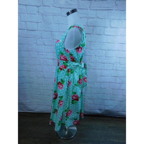 ModCloth Vintage Style Cotton Floral & Polka Dot Sleeveless Dress M - Picture 3 of 13